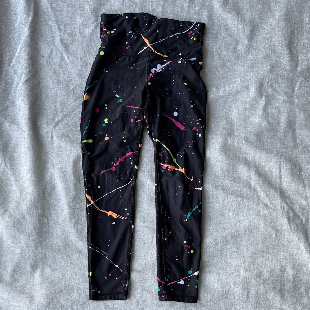 Xersion Black Multicolor Paint Splatter Leggings Size S